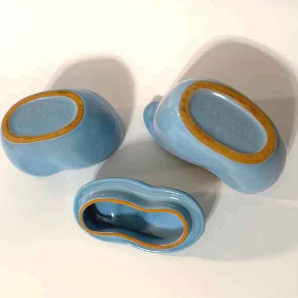 Frankoma Cream Covered Sugar Lazy Bones Blue Speckled 50s Vintage Pottery USA - Picture 5 of 11
